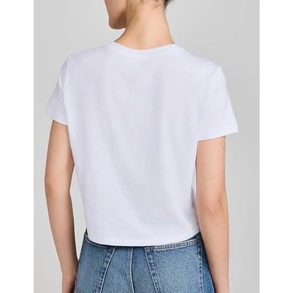 NWT Madewell White Women Slub Boxy-Crop Bella Tee Pima Cotton Causal - Picture 2 of 11
